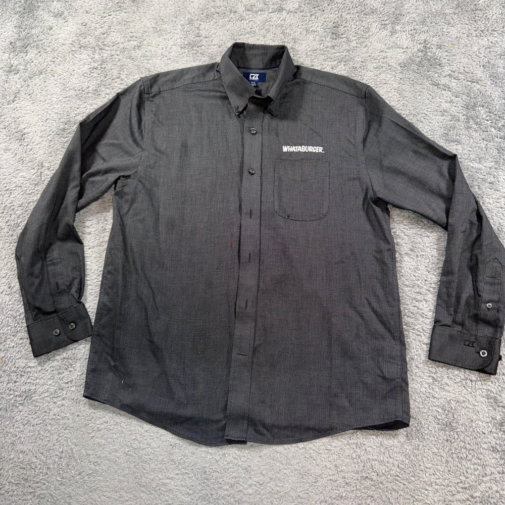 Cutter & Buck Whataburger Shirt Mens M Grey Easy Care Corporate Uniform Logo